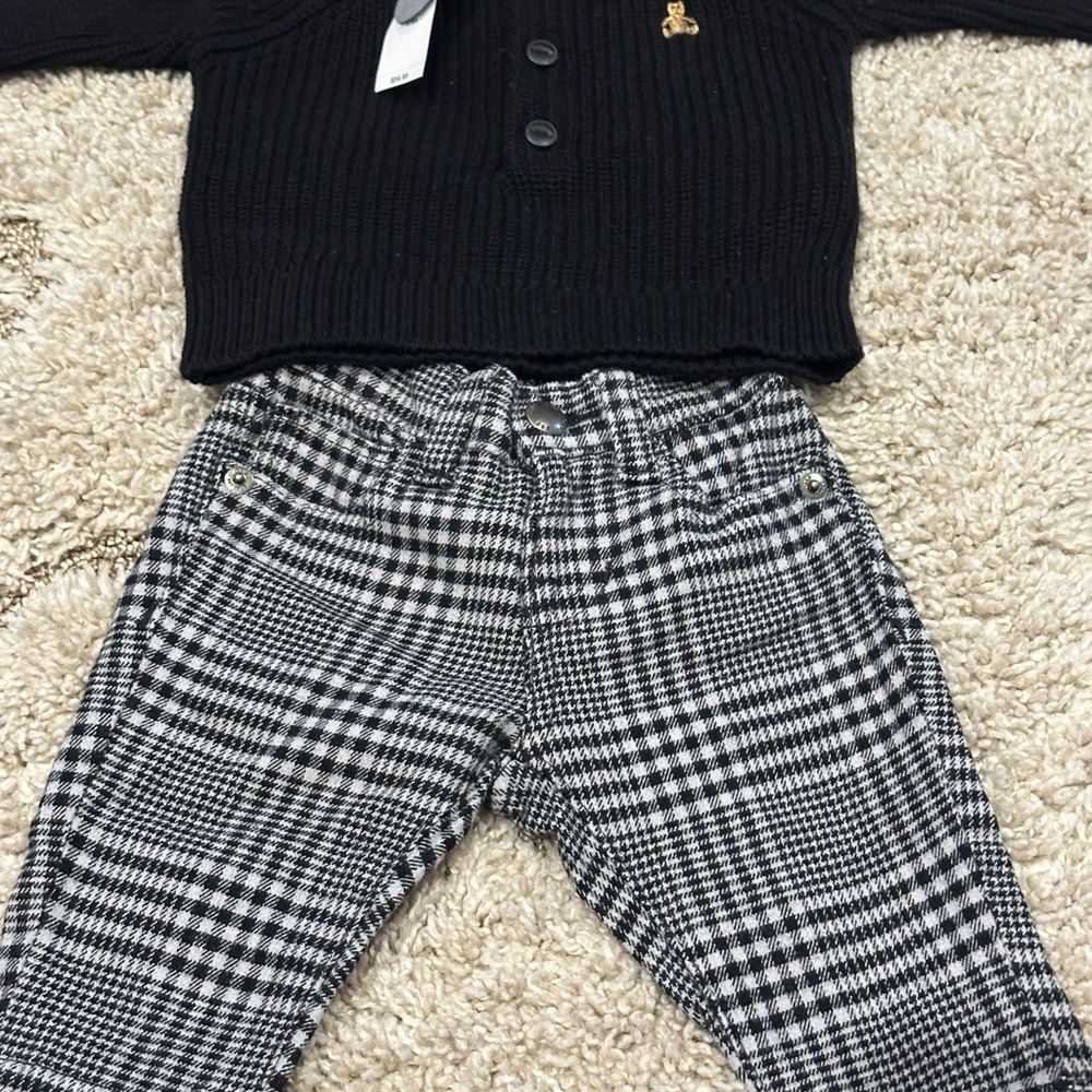 Stylish Black and White Checkered Kids Pants